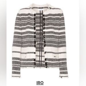 IRO Black and White Striped Tweed Jacket Size 36
